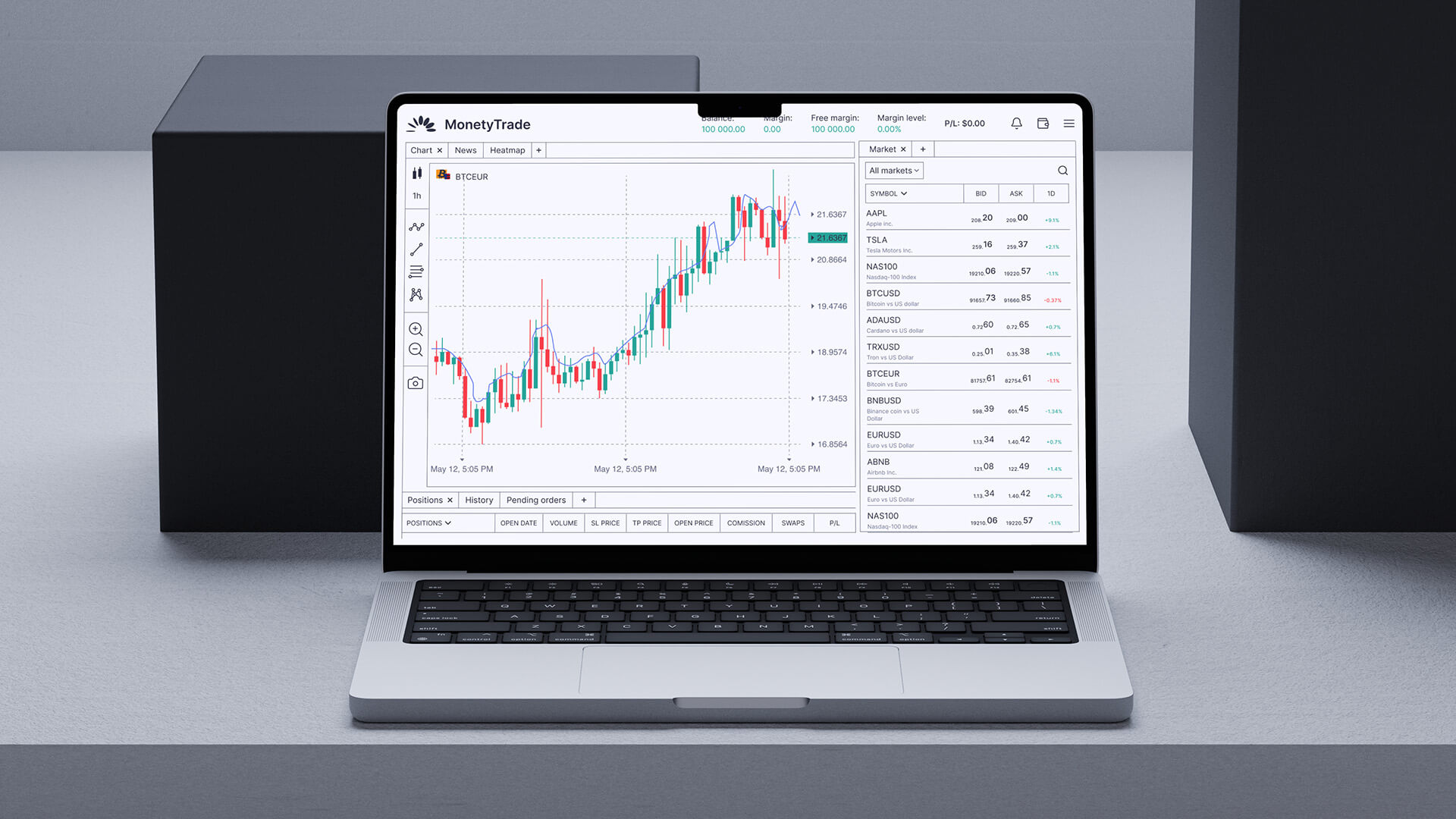 Stocks trading terminal example